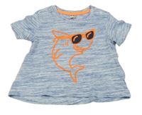 Modro-bílé žíhané tričko se žralokem Dopodopo