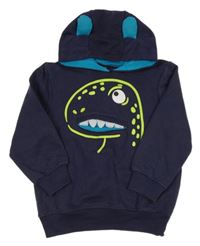 Tmavomodrá mikina s příšerkou a kapucí Kiki&Koko