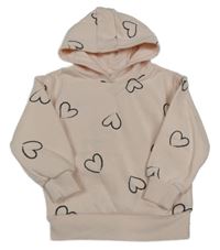 Světlerůžová mikina se srdíčky a kapucí Primark