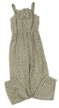 Béžovo-černý puntíkatý kalhotový overal H&M