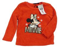 Nové - Červená chlupatá mikina s Minnie Disney