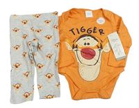 2set - Oranžové body + šedé tepláky s Tygříkem zn. Disney