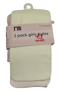 2x - Smetanové + světlerůžové silonové punčocháče Mothercare