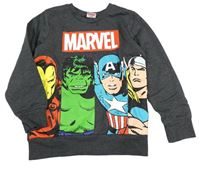 Tmavošedá mikina s hrdiny Marvel
