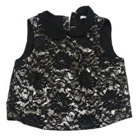 Černo-stříbrná crop halenka s límečkem M&S