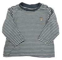 Tmavomodro-bílý pruhovaný svetr s medvídkem M&S