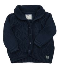 Tmavomodrý propínací svetr s límcem Jasper Conran