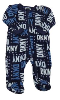 Tmavomodrý chlupatý overal s logy DKNY