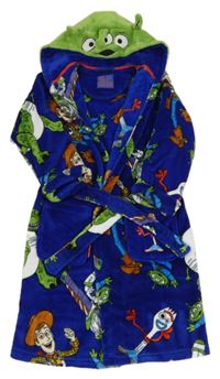 Tmavomodrý chlupatý župan s Toy Story a kapucí Tu