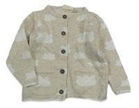 Béžový propínací svetr s mráčky Lupilu