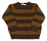 Hnědo-béžový pruhovaný svetr H&M