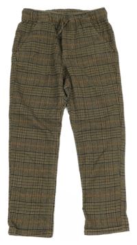 Béžovo-tmavomodré kostkované kalhoty H&M