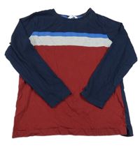 Tmavomodro-červené triko s proužky M&S