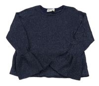 Tmavomodrý třpytivý svetr s rozšířenými rukávy H&M