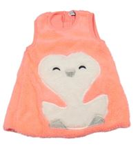 Neonově růžové chlupaté šaty s tučňákem Dirkje