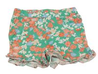 Zelené bavlněné kraťasy s květy Joules