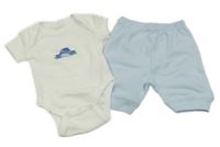 2set - Bílé body s hrochem + světlemodré žebrované tepláky St. Bernard