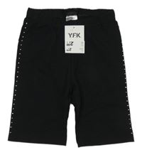 Nové - Černé elastické kraťasy s kamínky Y.F.K. 