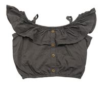 Šedý crop top s volnými rameny Sinsay