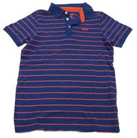 Tmavomodro-červené pruhované polo tričko Tchibo