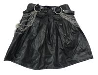 Černá koženková sukně s řetízky Shein