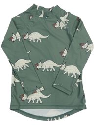 Khaki UV triko s dinosaury 