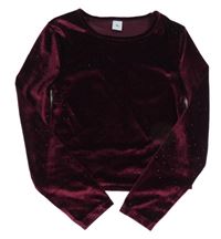 Vínové sametové crop triko s puntíky Tu