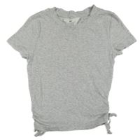 Šedé melírované crop tričko se stahováním H&M