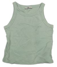 Zelenošedý žebrovaný crop top C&A