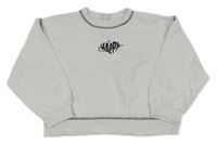 Bílá crop oversize mikina s nápisem LC Waikiki