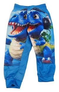 Modré tepláky s dinosaury 