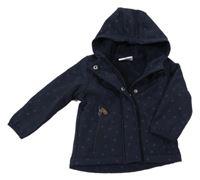 Tmavomodrá softshellová parka s houbičkami a kapucí Topomini