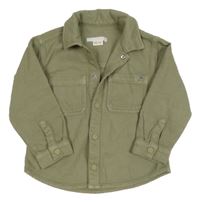 Khaki riflová košilová bunda Zara