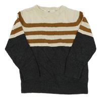 Tmavošedo-béžový svetr s proužky H&M