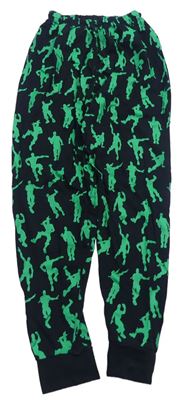 Černo-zelené pyžamové kalhoty s potiskem The Pyjama Factory