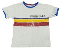 Bílo-modré melírované tričko s pruhy a nápisem a míči Next