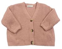 Pudrový žebrovaný propínací oversize svetr H&M