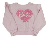 Světlerůžová mikina se srdíčkem s logem - Barbie a volánky H&M