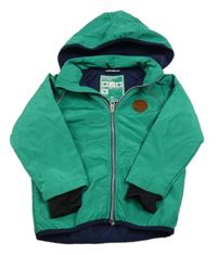 Zelená šusťáková thermo bunda s nášivkou a odepínací kapucí TOM TAILOR