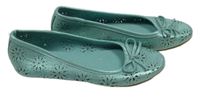 Mentolové koženkové baleríny s madeirou a mašlí Graceland vel. 32