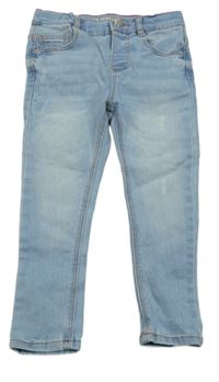 Světlemodré skinny teplákové rifle ošoupaného vzhledu ZARA