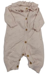 Světlerůžový 3D puntíkatý úpletový overal s límečkem little Nutmeg