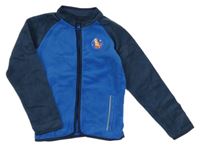 Modro-tmavomodrá fleecová propínací mikina s dinosaurem Lily & Dan