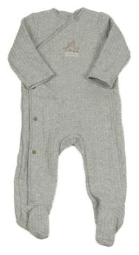 Světlešedá melírovaná prošívaná tepláková vyteplená kombinéza se zvířátky F&F