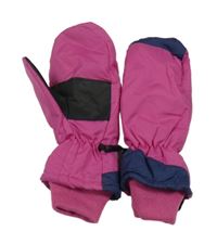 Tmavorůžovo/tmavomodré šusťákové funkční zimní palcové rukavice crivit