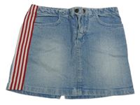 Světlemodrá šisovaná riflová sukně s pruhy 