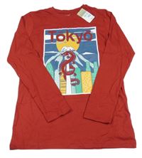 Nové - tmavočervené triko s čínským drakem PRIMARK