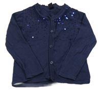 Tmavomodrý propínací svetr s flitry Kiki&Koko