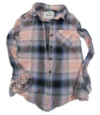 Světlerůžovo-černo-modrá kostkovaná halenka Page one young