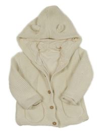 Smetanový propínací podšitý svetr s kapucí s oušky George